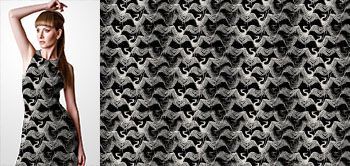 04001v Materiał ze wzorem ręcznie rysowane żurawie